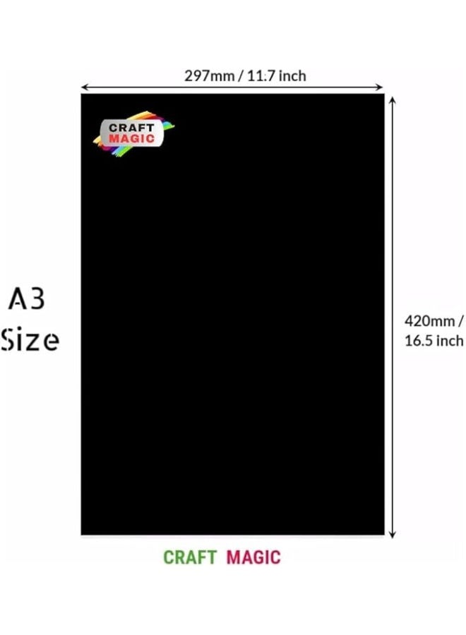 كرافت ماجيك لوح فوم أسود مزدوج الوجه بحجم A3 بسماكة 5 مم (42 × 29.7 سم) – عبوة من 4 أوراق بوليسترين لصنع النماذج، تركيب الصور، العروض التقديمية، الفنون والحرف، المدرسة والمكتب - Image 2